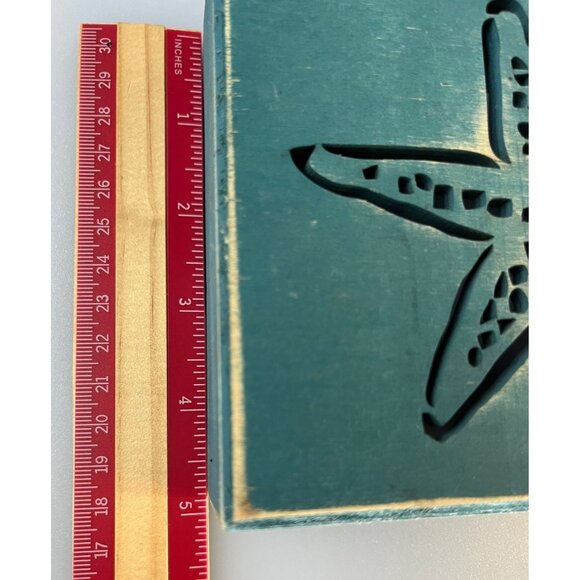 Rustic Water Blue Wooden Block Sign Starfish Cutout "The Ocean Fixes Everything" - Picture 6 of 8